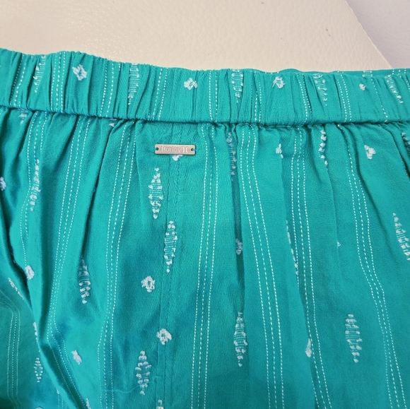 HURLEY Set Crop Top Blouse Puff Sleeve Mini Skirt Cotton Green Size L - Picture 9 of 11